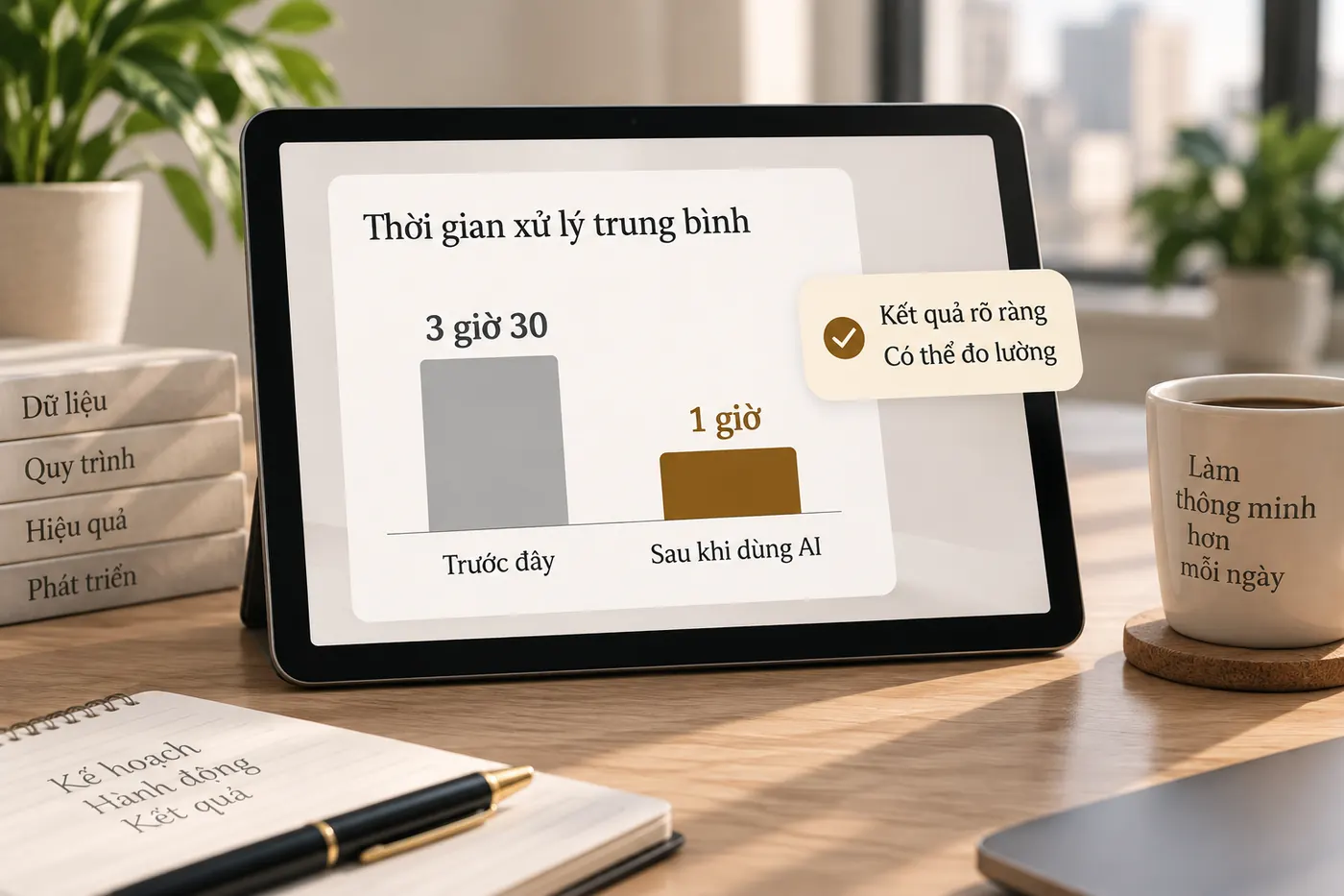 Biểu đồ đo thời gian xử lý trước và sau khi dùng AI