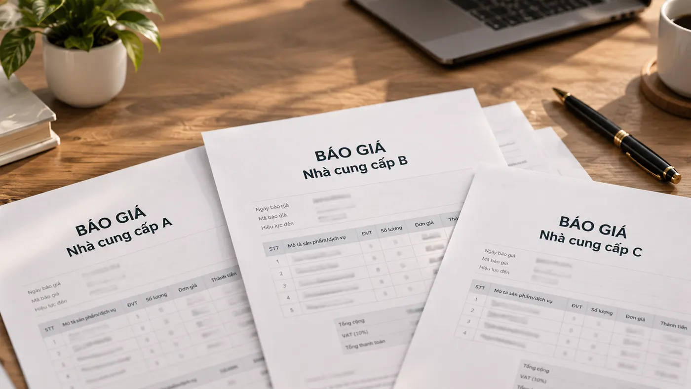 Bản báo giá giấy trên bàn làm việc